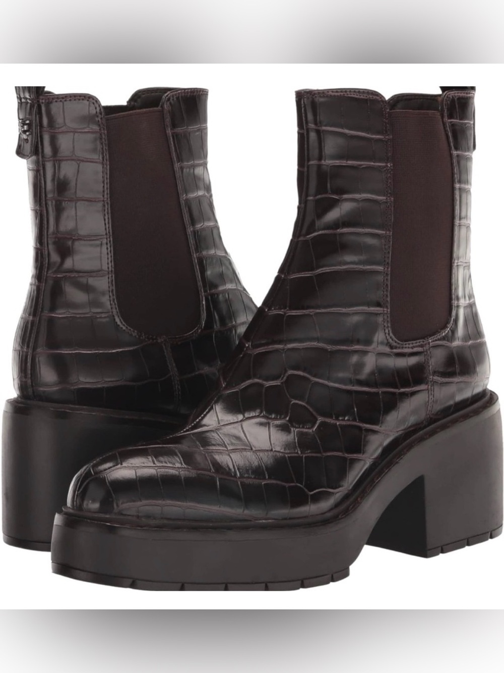 Sam Edelman Women's Anderson Chelsea Boot Espresso Croc, size 8